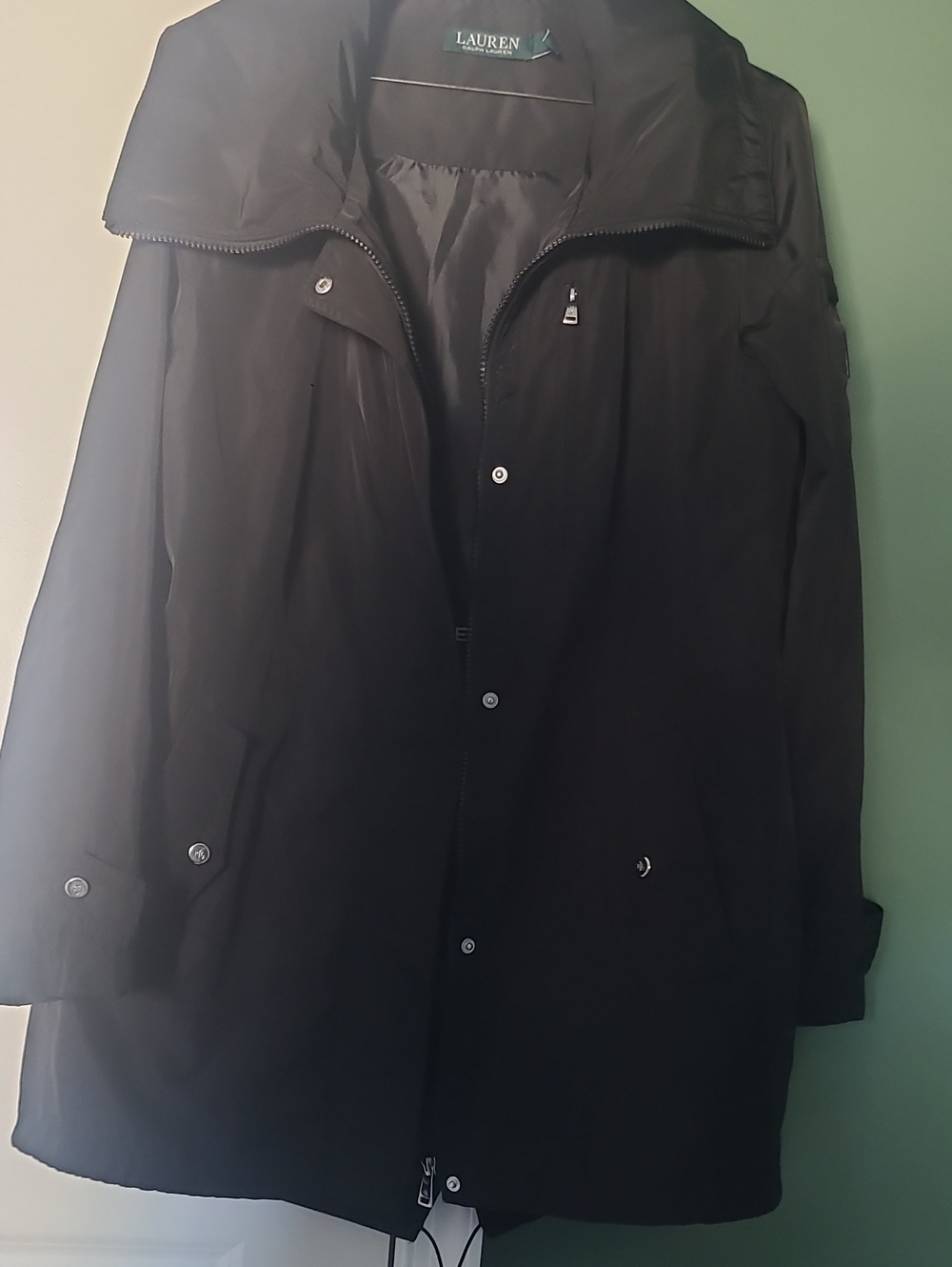 Lauren Ralph Lauren Black Hooded Trench Coat